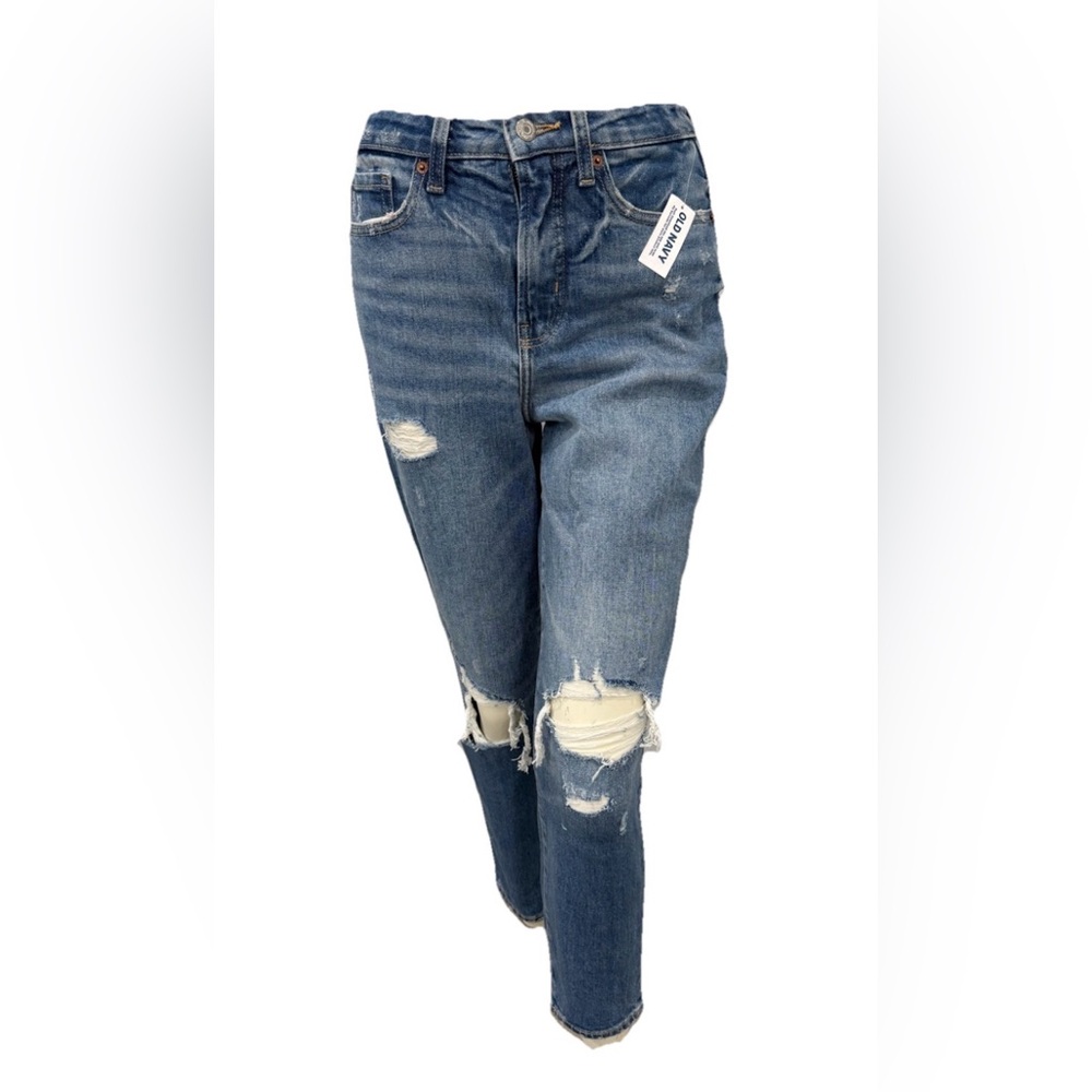 Old Navy O.G. Straight High Rise Jeans Size 0 Petite Distressed NWT